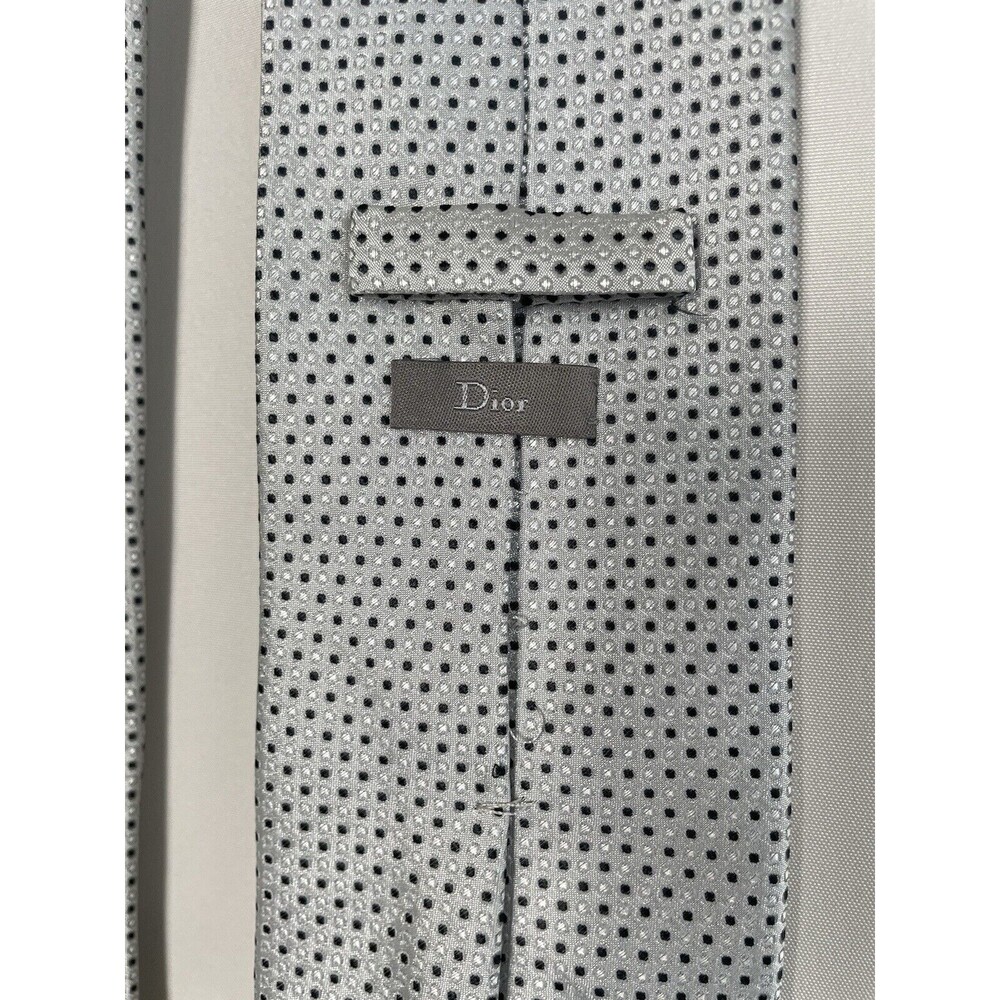 Christian Dior Polka Dot on Gray Silk Blend Men’s Tie